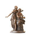 Female Figure Bronze Sculpture Book Sisters Indoor Brass Statue TPE-922